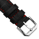 Carolina Gator Print Genuine Leather Watch Strap - Black / Red Stitching