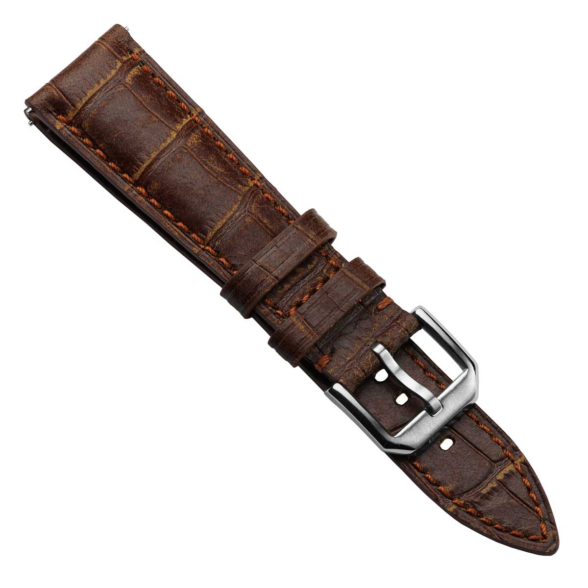 Vintage Carolina Gator Print Genuine Leather Watch Strap - Light Brown