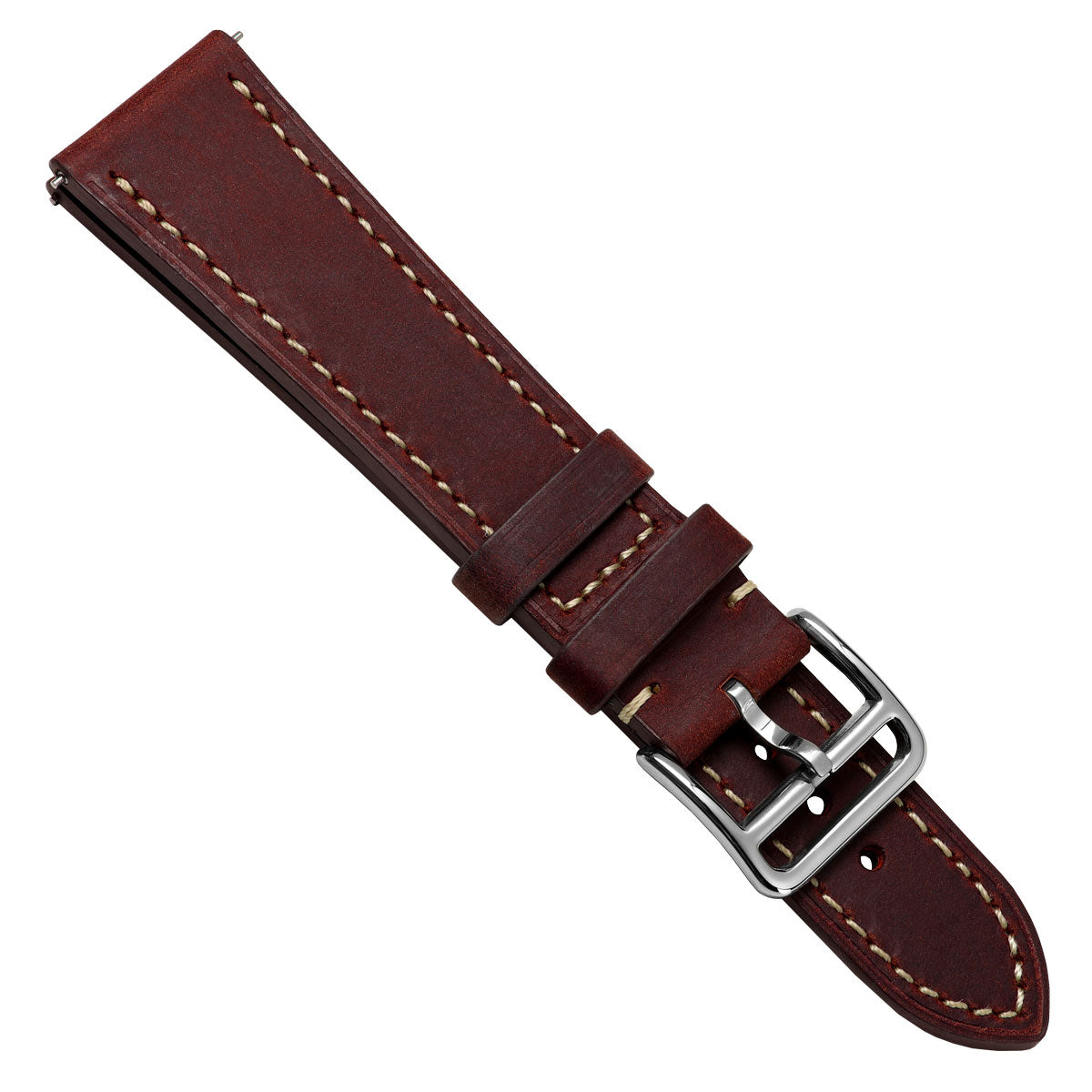 Brixham Crazy Horse Leather Watch Strap - Vintage Scarlet