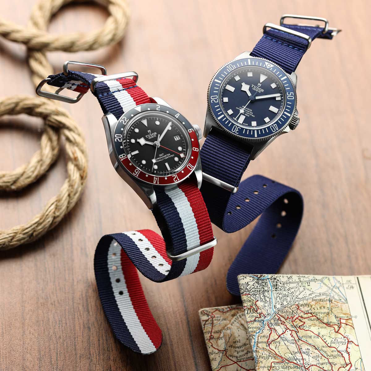WatchGecko Standard Issue Military Strap - Allied Stripe