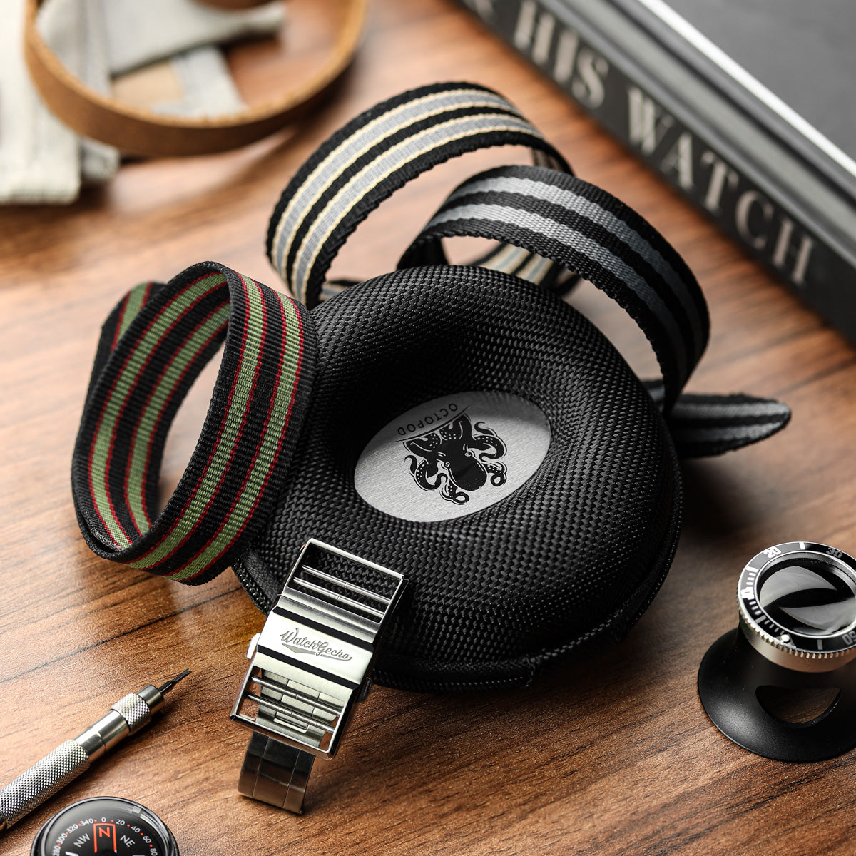 OCTOPOD Zip Up Doughnut Watch Case - Graphite Black