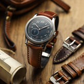 Classic Highley Genuine Leather Watch Strap - Reddish Brown