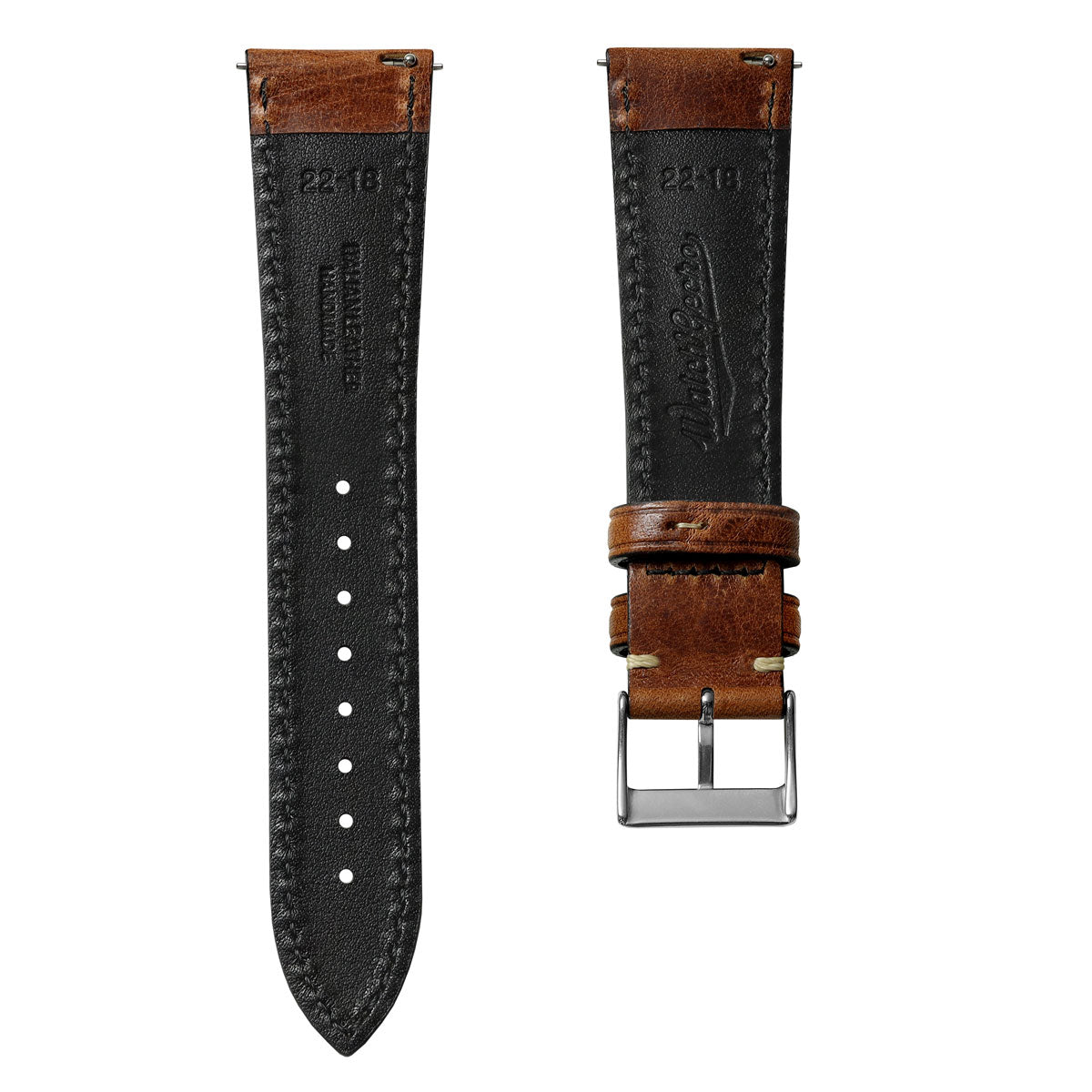 Classic Highley Genuine Leather Watch Strap - Reddish Brown