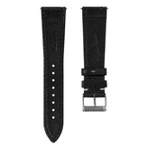 Flat Highley Genuine Leather Watch Strap - Black