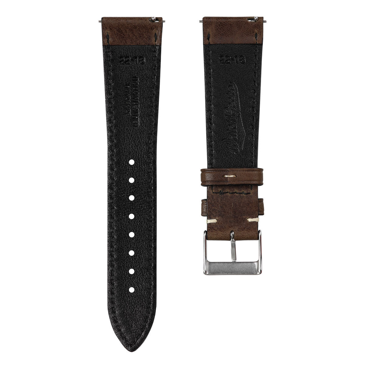 Flat Highley Genuine Leather Watch Strap - Chocolate Brown
