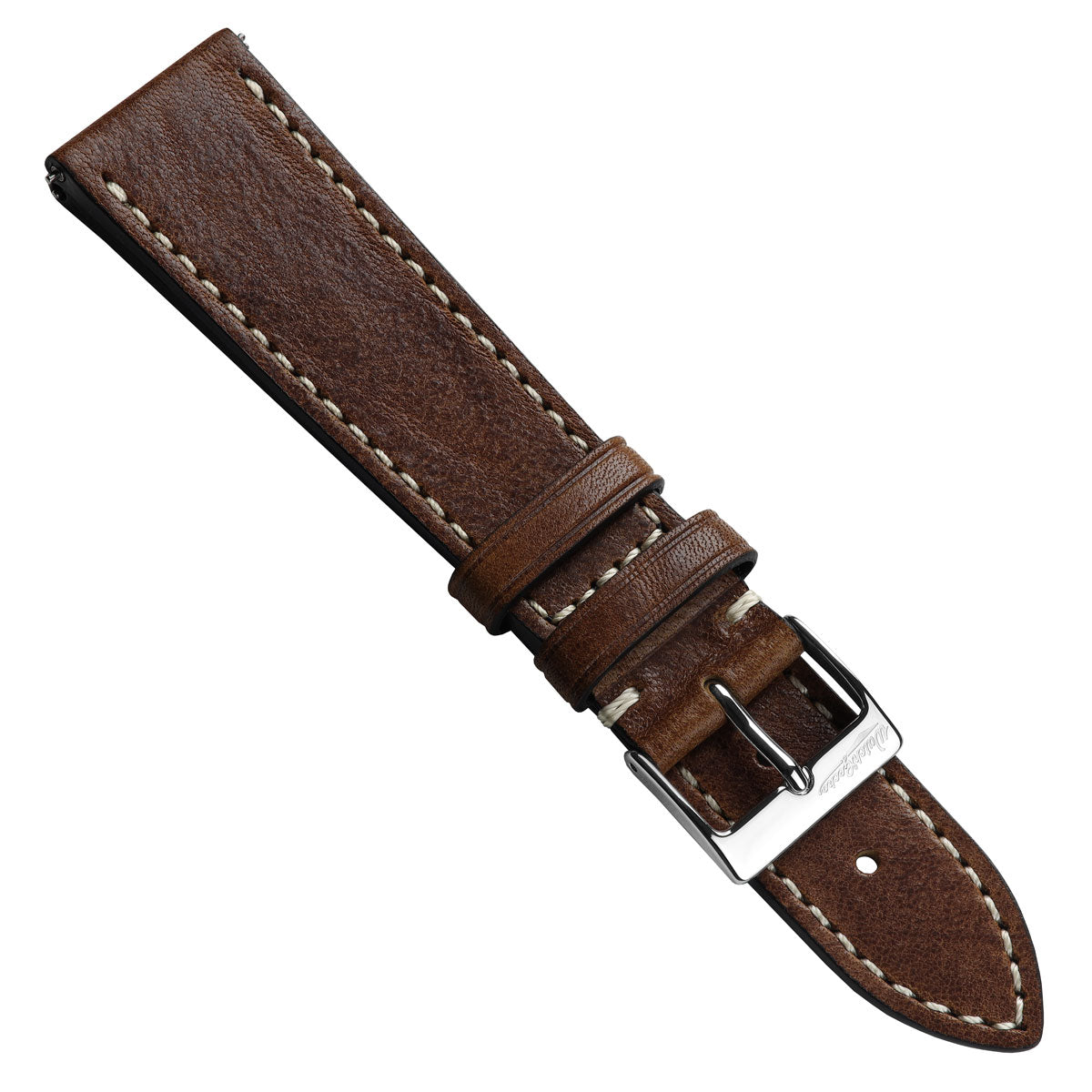 Flat Highley Genuine Leather Watch Strap - Chocolate Brown