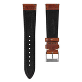 Flat Highley Genuine Leather Watch Strap - Reddish Brown