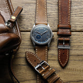 Flat Highley Genuine Leather Watch Strap - Light Brown