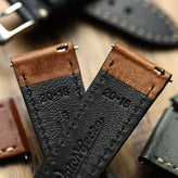 Flat Highley Genuine Leather Watch Strap - Light Brown