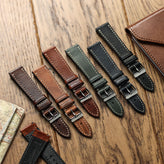 Flat Highley Genuine Leather Watch Strap - Light Brown