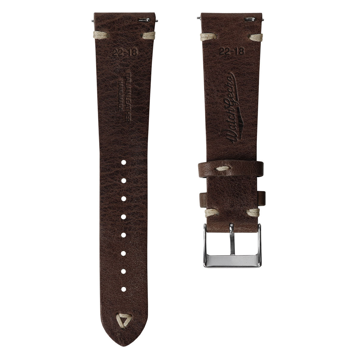 Classic Simple Handmade Italian Leather Watch Strap - Chocolate Brown