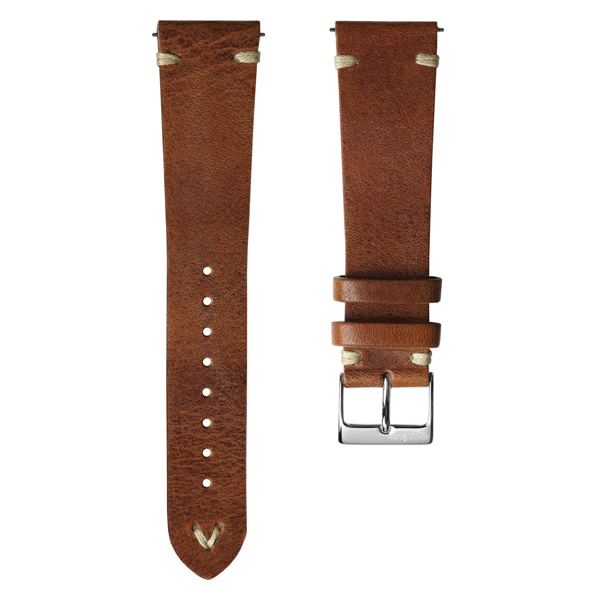 Classic Simple Handmade Italian Leather Watch Strap - Reddish Brown