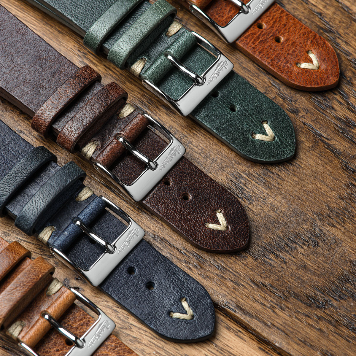 Classic Simple Handmade Italian Leather Watch Strap - Reddish Brown