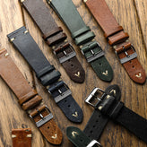 Classic Simple Handmade Italian Leather Watch Strap - Reddish Brown