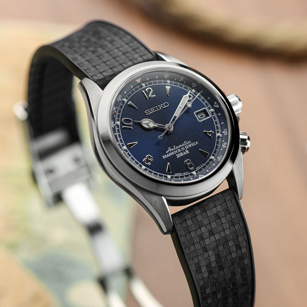 Mosaic CTS Rubber Watch Strap with Push Button Buckle - Jet Black