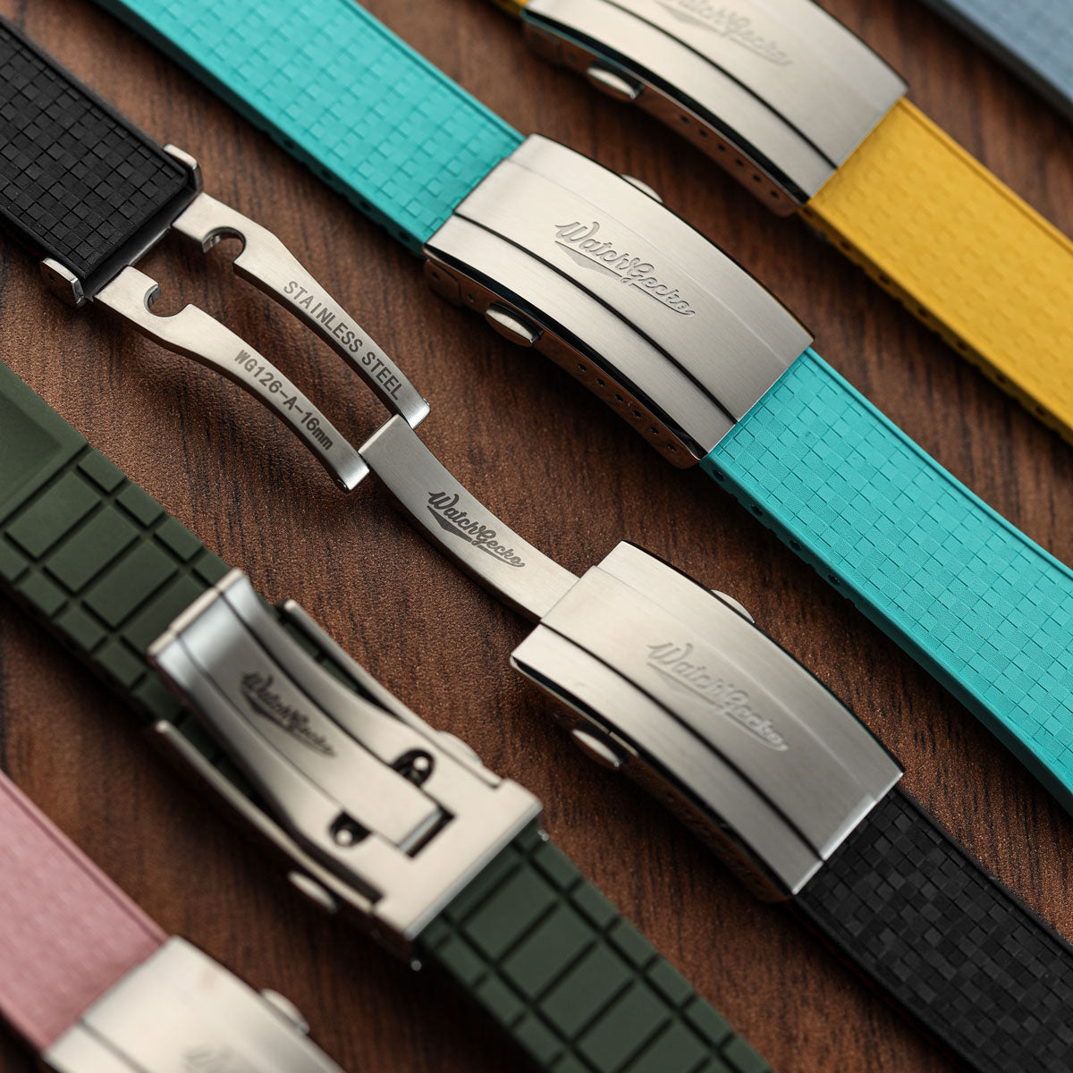 Mosaic CTS Rubber Watch Strap with Push Button Buckle - Storm Grey