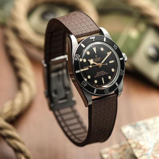 Mosaic CTS Rubber Watch Strap with Push Button Buckle - Chocolate Brown