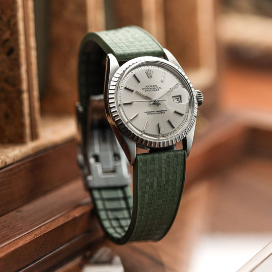 Mosaic CTS Rubber Watch Strap with Push Button Buckle - Military Green