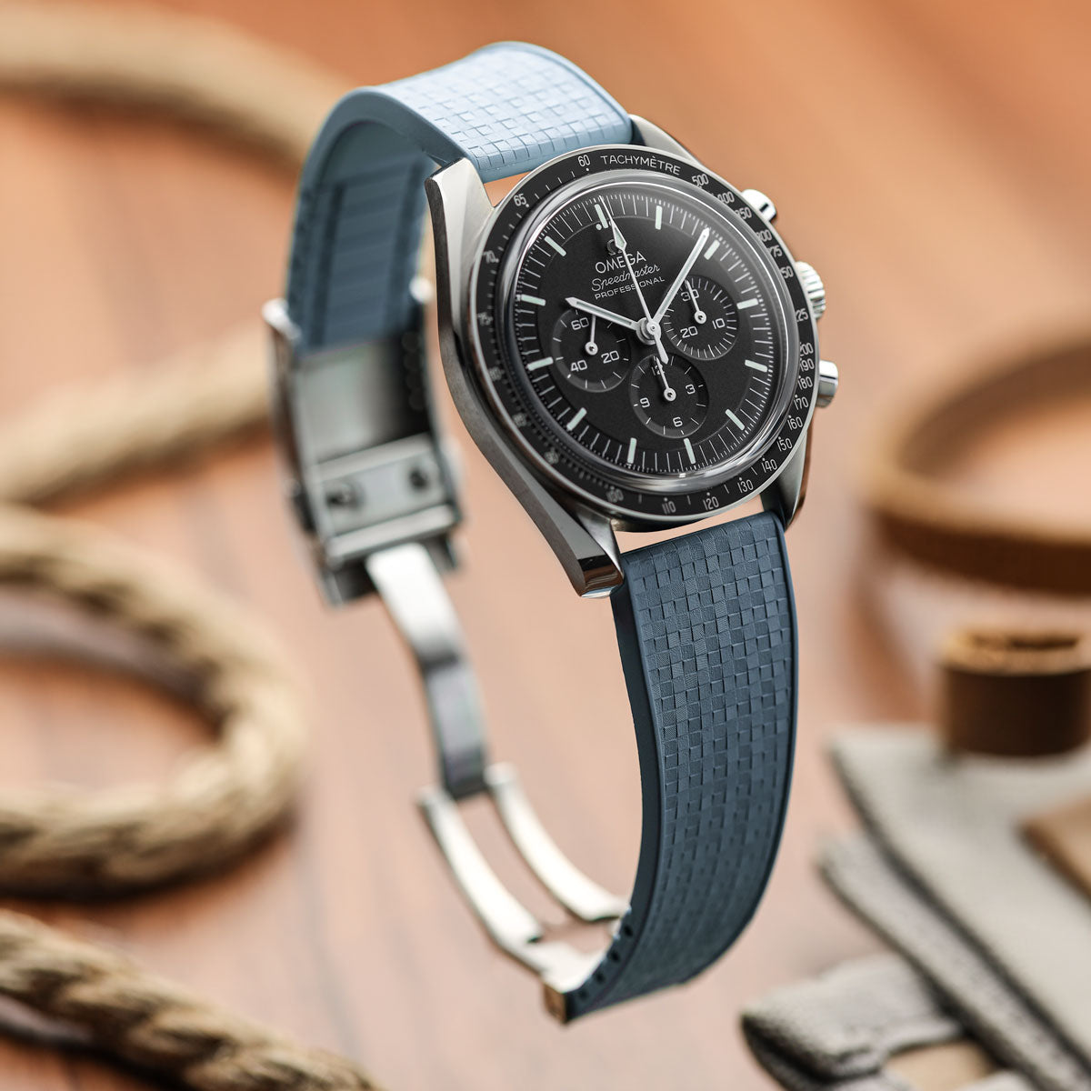 Mosaic CTS Rubber Watch Strap with Push Button Buckle - Powder Blue