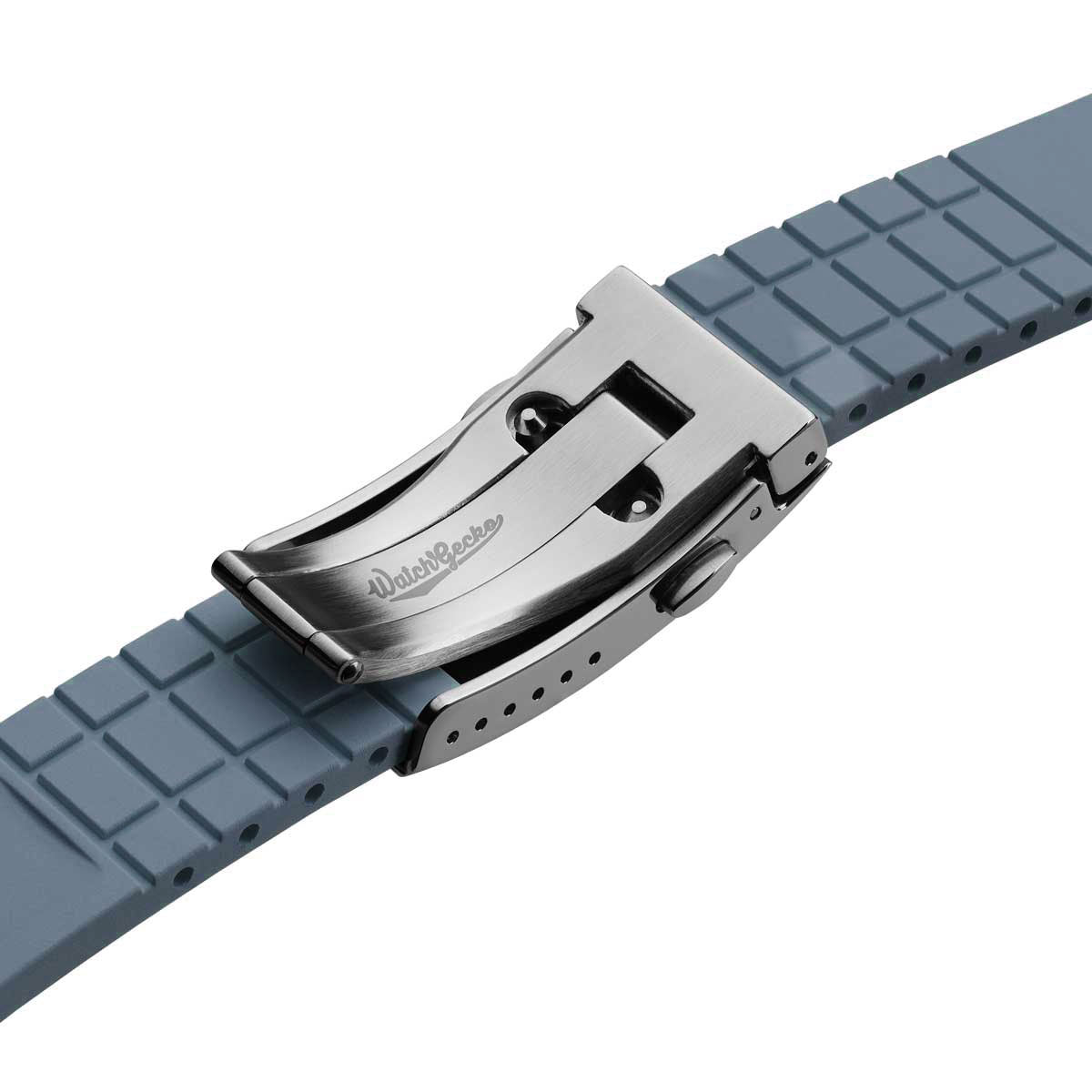 Mosaic CTS Rubber Watch Strap with Push Button Buckle - Powder Blue