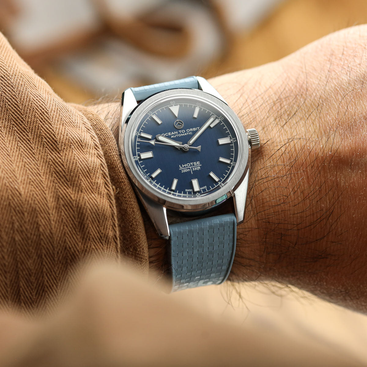 Mosaic CTS Rubber Watch Strap with Push Button Buckle - Powder Blue