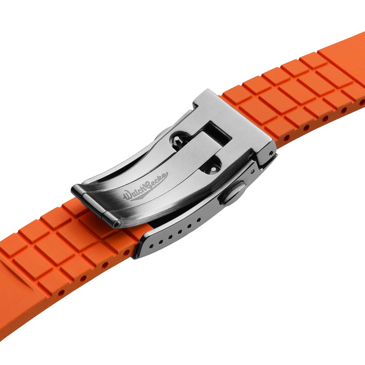 Mosaic CTS Rubber Watch Strap with Push Button Buckle - Spanish Orange
