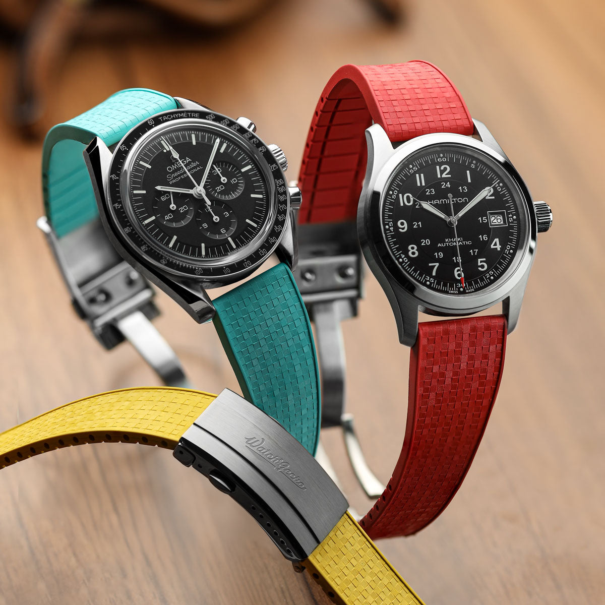 Mosaic CTS Rubber Watch Strap with Push Button Buckle - Tomato Red