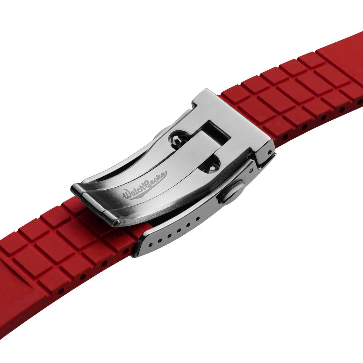 Mosaic CTS Rubber Watch Strap with Push Button Buckle - Tomato Red
