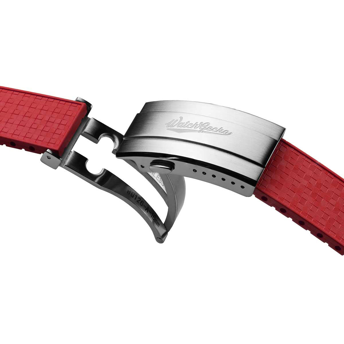 Mosaic CTS Rubber Watch Strap with Push Button Buckle - Tomato Red