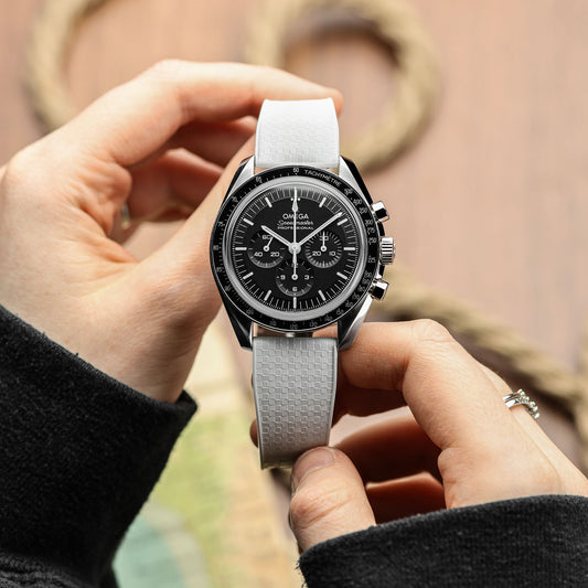 Mosaic CTS Rubber Watch Strap with Push Button Buckle - Ice White