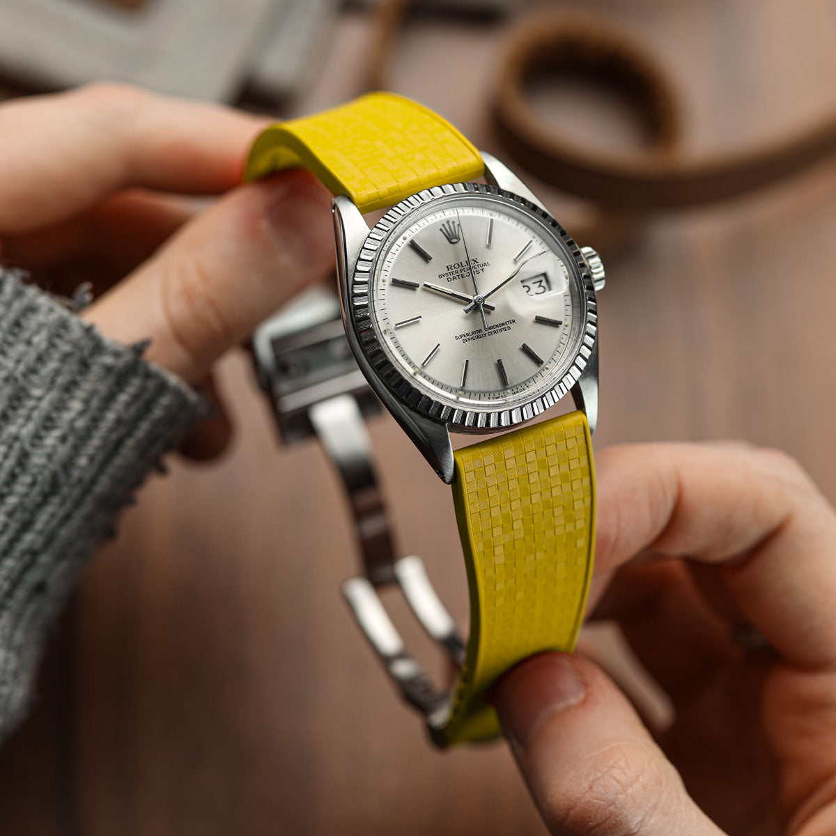 Mosaic CTS Rubber Watch Strap with Push Button Buckle - Canary Yellow