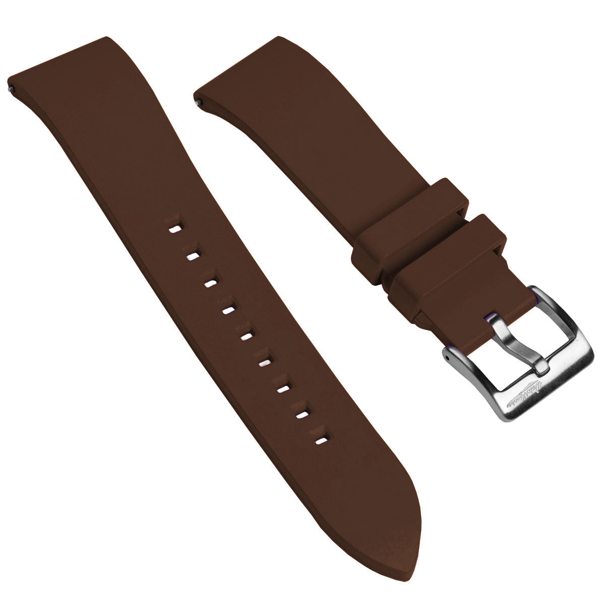 WatchGecko Sennen Quick-Release FKM Rubber Watch Strap - Brown