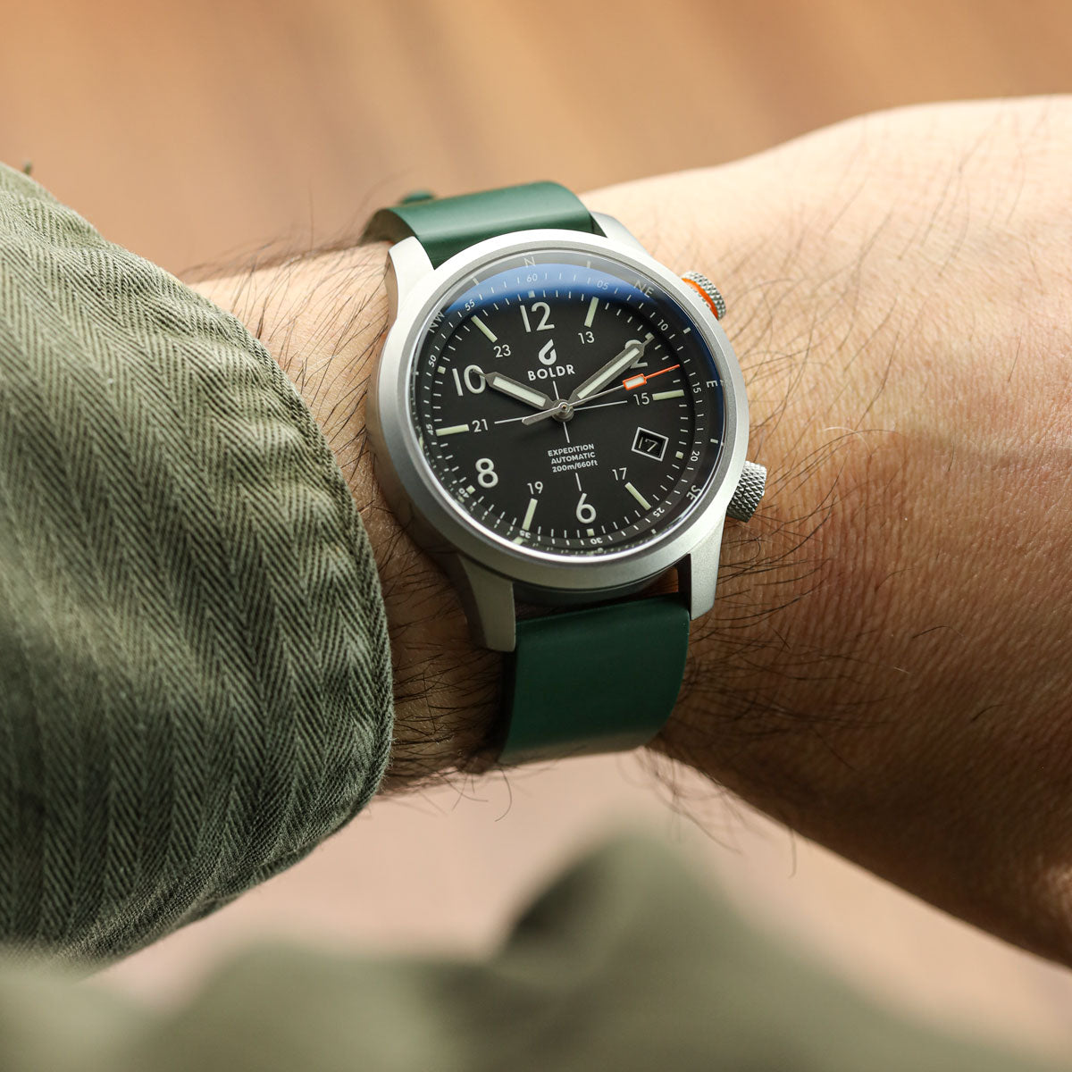 WatchGecko Sennen Quick-Release FKM Rubber Watch Strap - Green