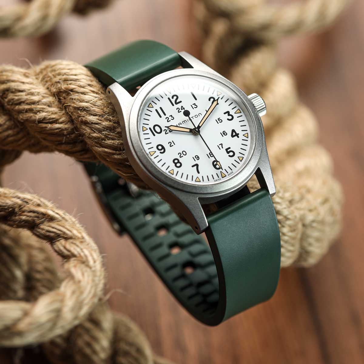 WatchGecko Sennen Quick-Release FKM Rubber Watch Strap - Green