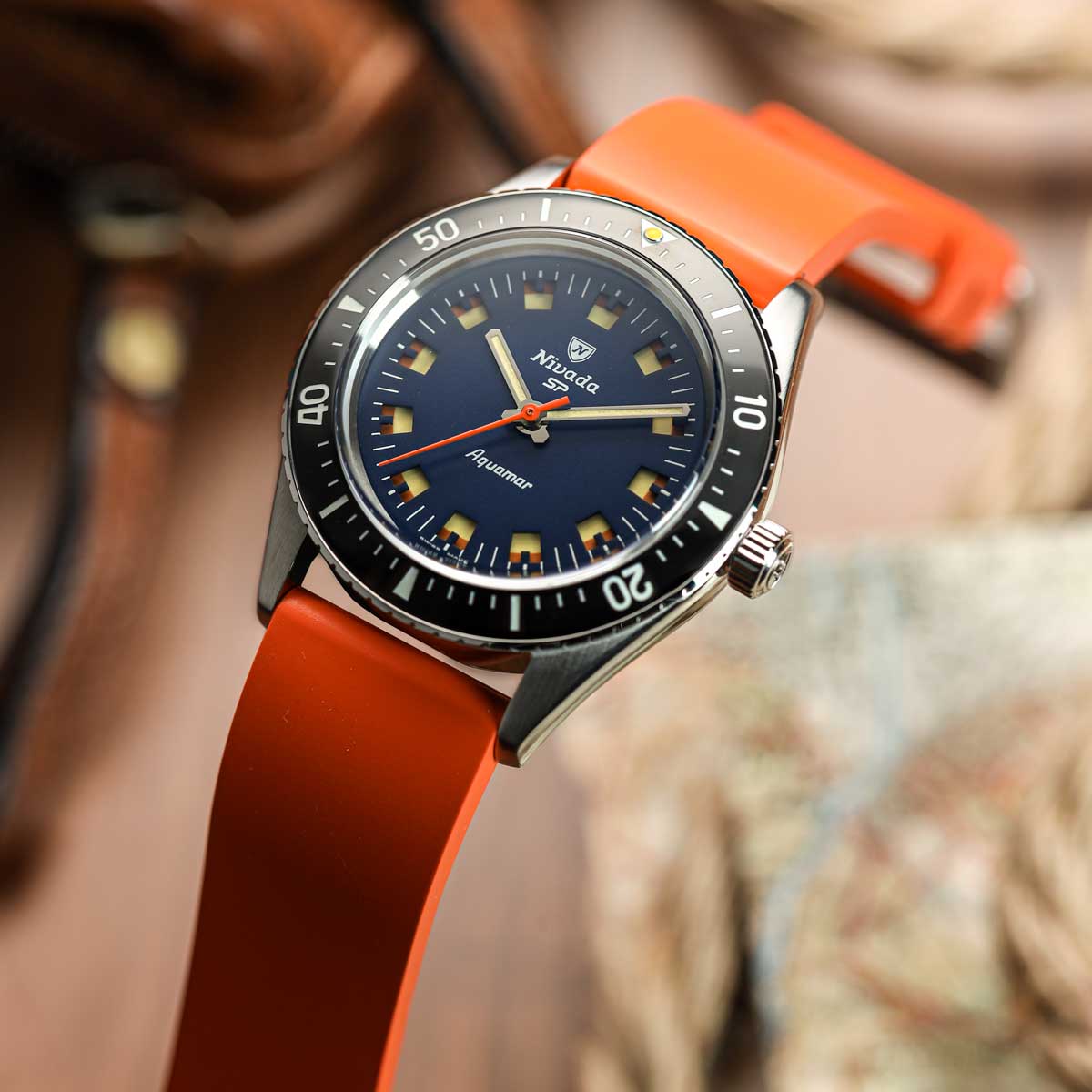 WatchGecko Sennen Quick-Release FKM Rubber Watch Strap - Orange