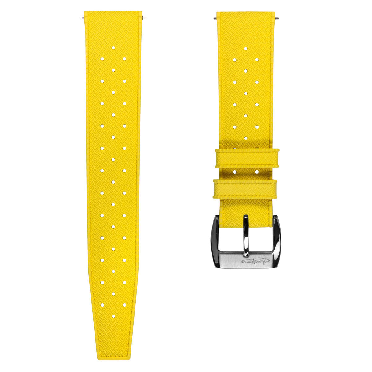 Vintage Style Perforated Rubber Watch Strap - Yellow
