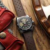 Vintage Style Perforated Rubber Watch Strap - Brown