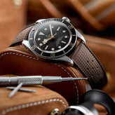 Vintage Style Perforated Rubber Watch Strap - Brown