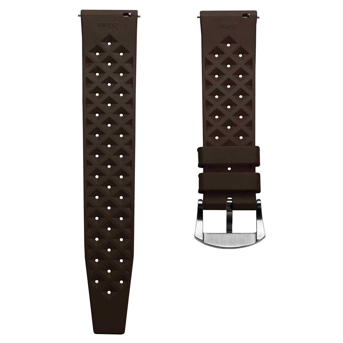 Vintage Style Perforated Rubber Watch Strap - Brown