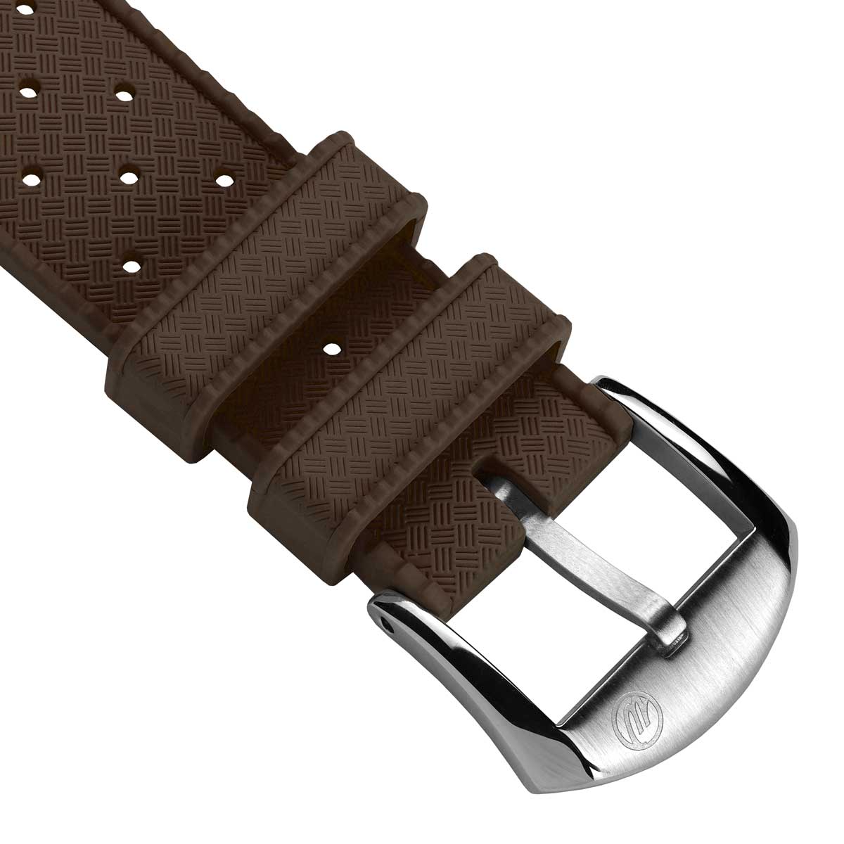 Vintage Style Perforated Rubber Watch Strap - Brown