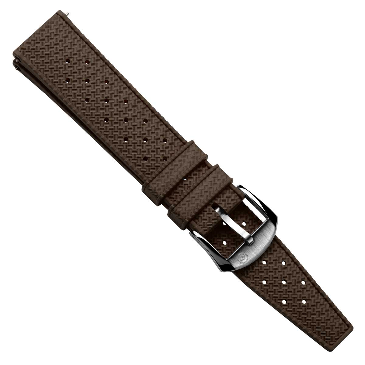 Vintage Style Perforated Rubber Watch Strap - Brown