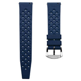 Vintage Style Perforated Rubber Watch Strap - Blue