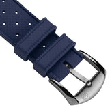 Vintage Style Perforated Rubber Watch Strap - Blue