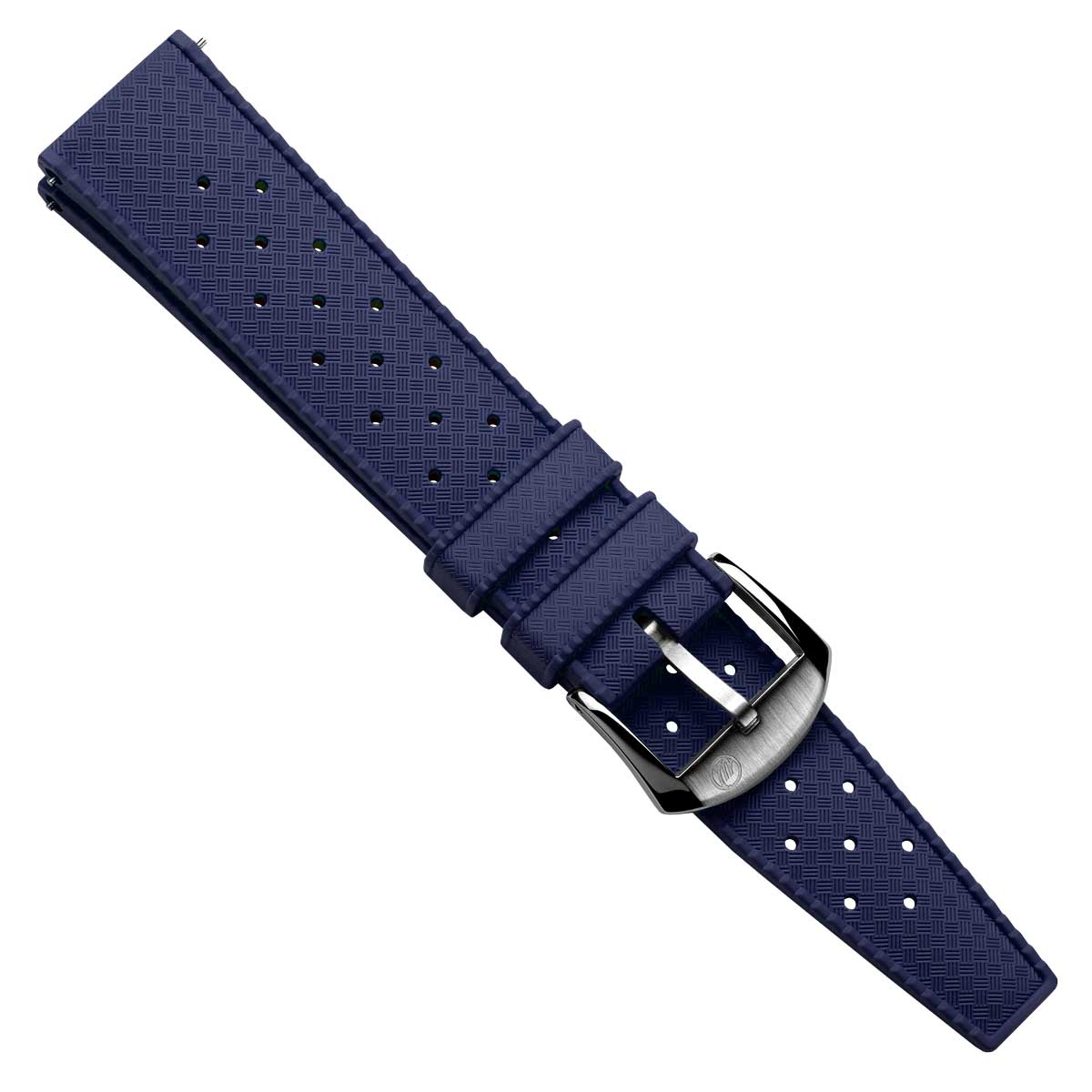 Vintage Style Perforated Rubber Watch Strap - Blue