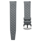 Vintage Style Perforated Rubber Watch Strap - Grey