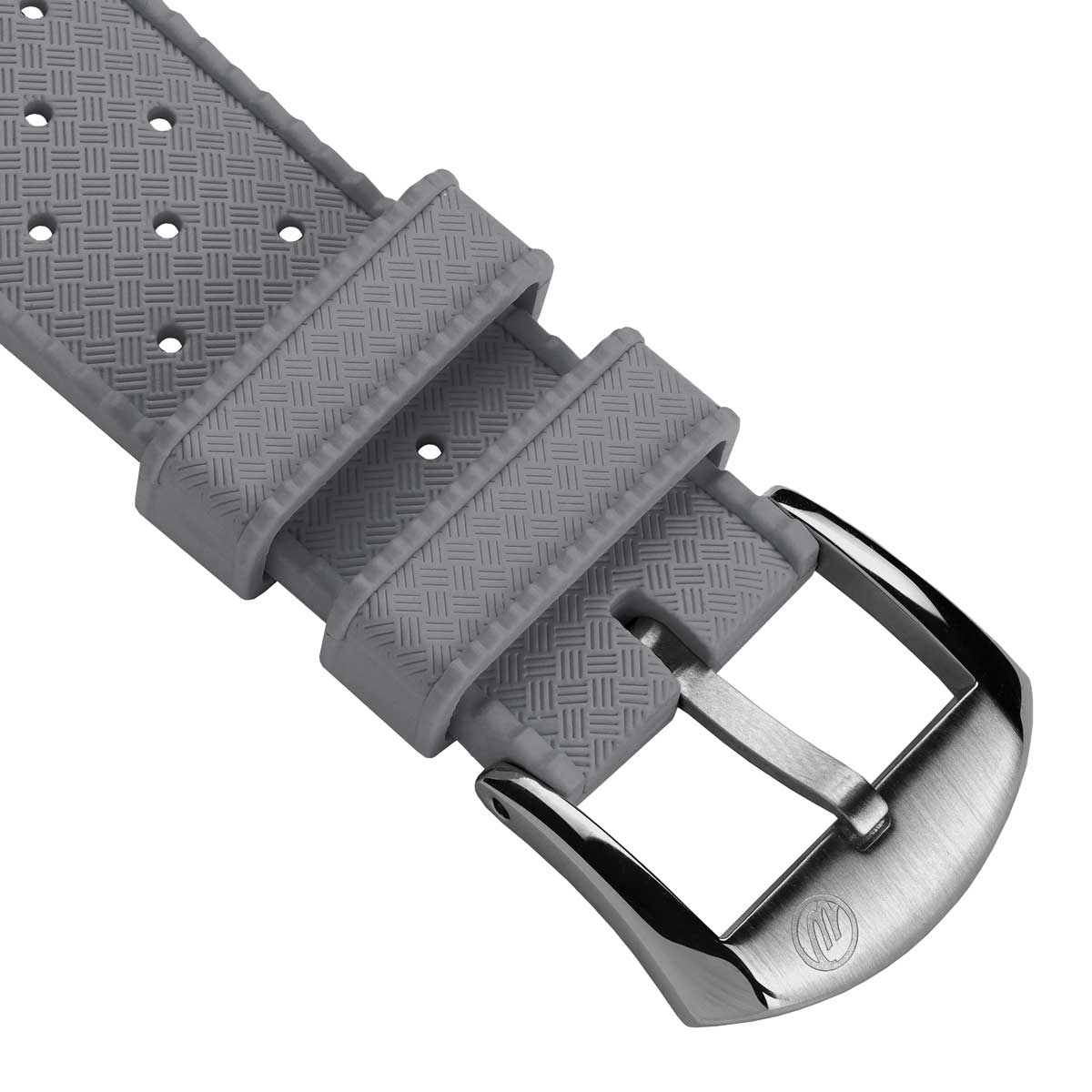 Vintage Style Perforated Rubber Watch Strap - Grey