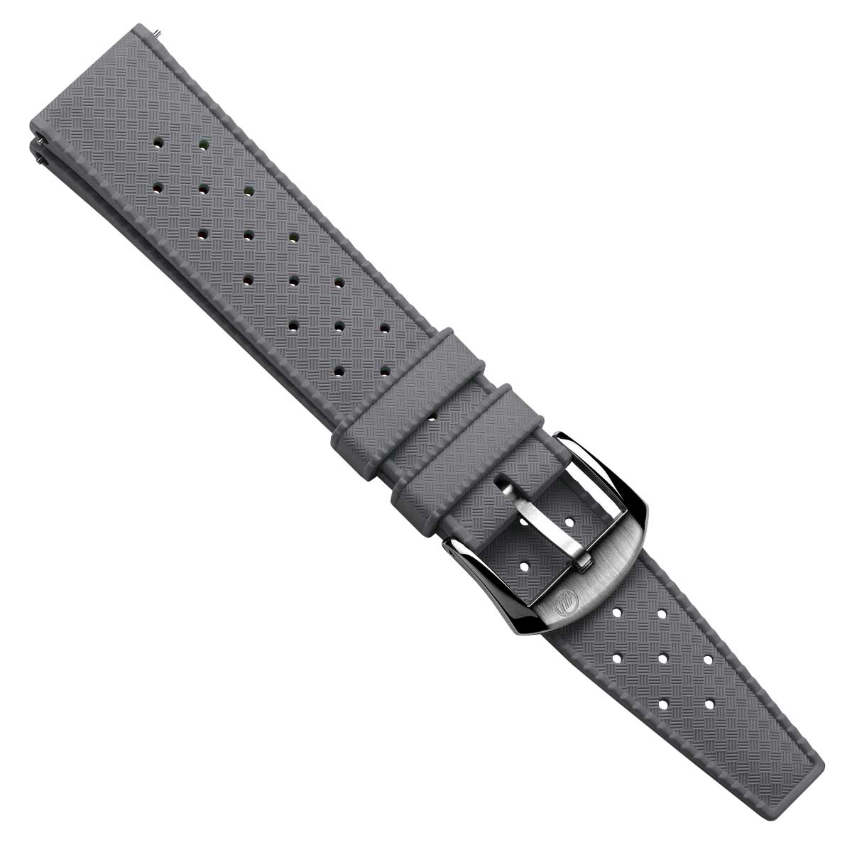 Vintage Style Perforated Rubber Watch Strap - Grey