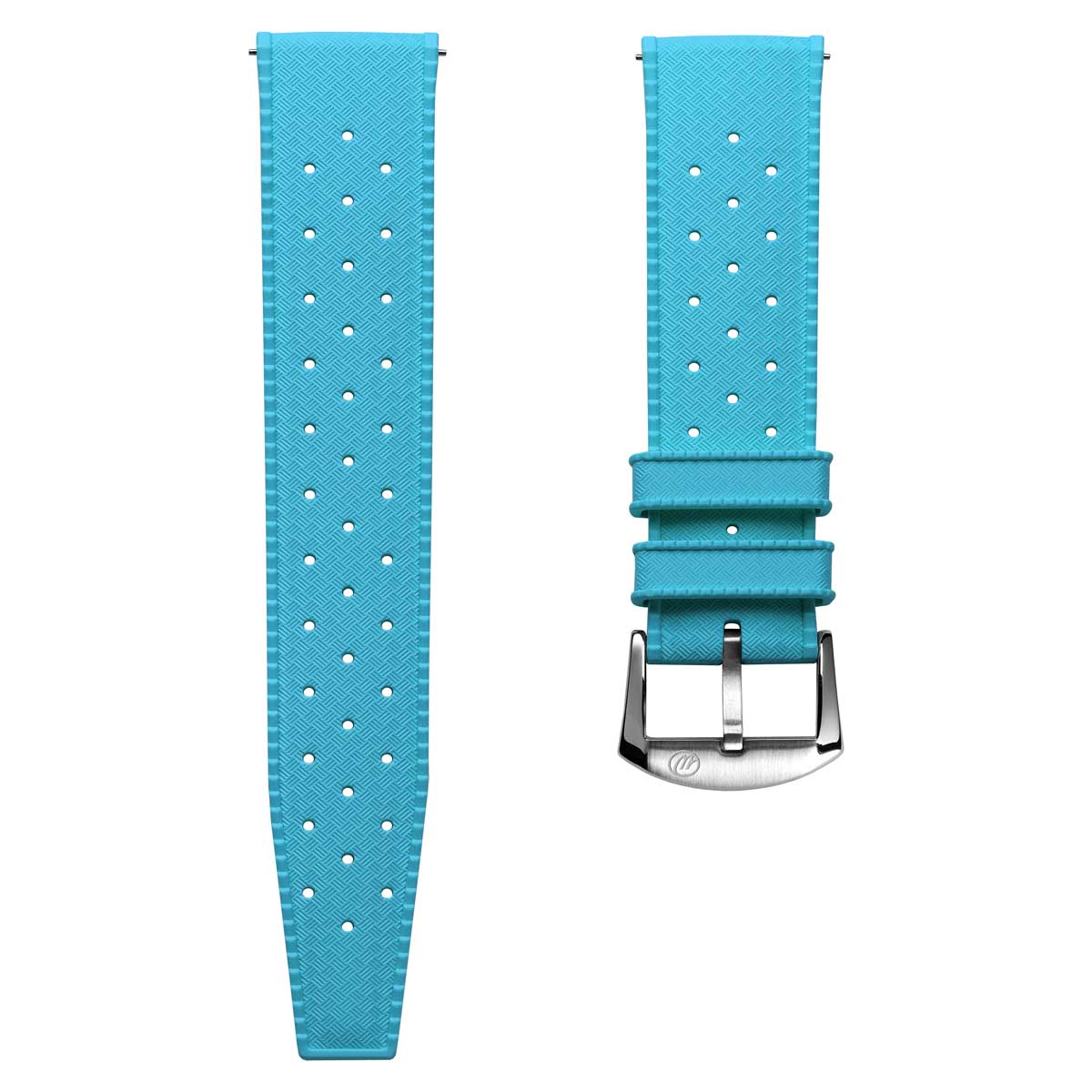 Vintage Style Perforated Rubber Watch Strap - Light Blue