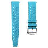 Vintage Style Perforated Rubber Watch Strap - Light Blue