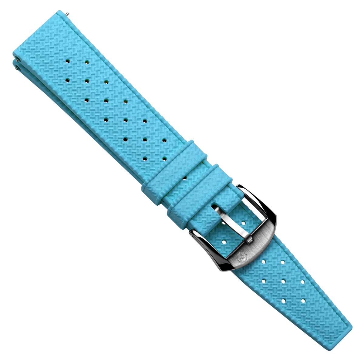 Vintage Style Perforated Rubber Watch Strap - Light Blue